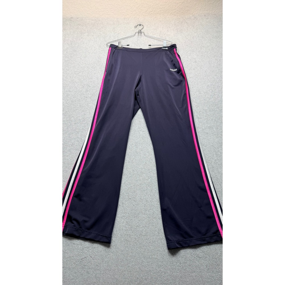 Adidas Womens Wide Leg Track Pants Navy Purple Pink Stripe Size Large